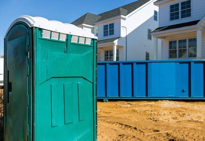 clean, well-maintained portable toilets on a construction site